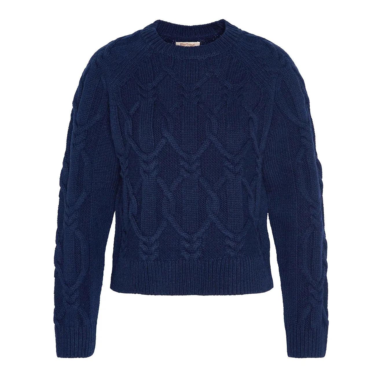Barbour Womens Elisha Knitted Jumper Navy Knit Reinforced Edges