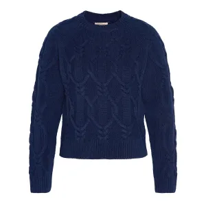 Barbour Womens Elisha Knitted Jumper Navy Knit Reinforced Edges