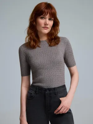 Year Round Short Sleeve Cable Knit Sweater