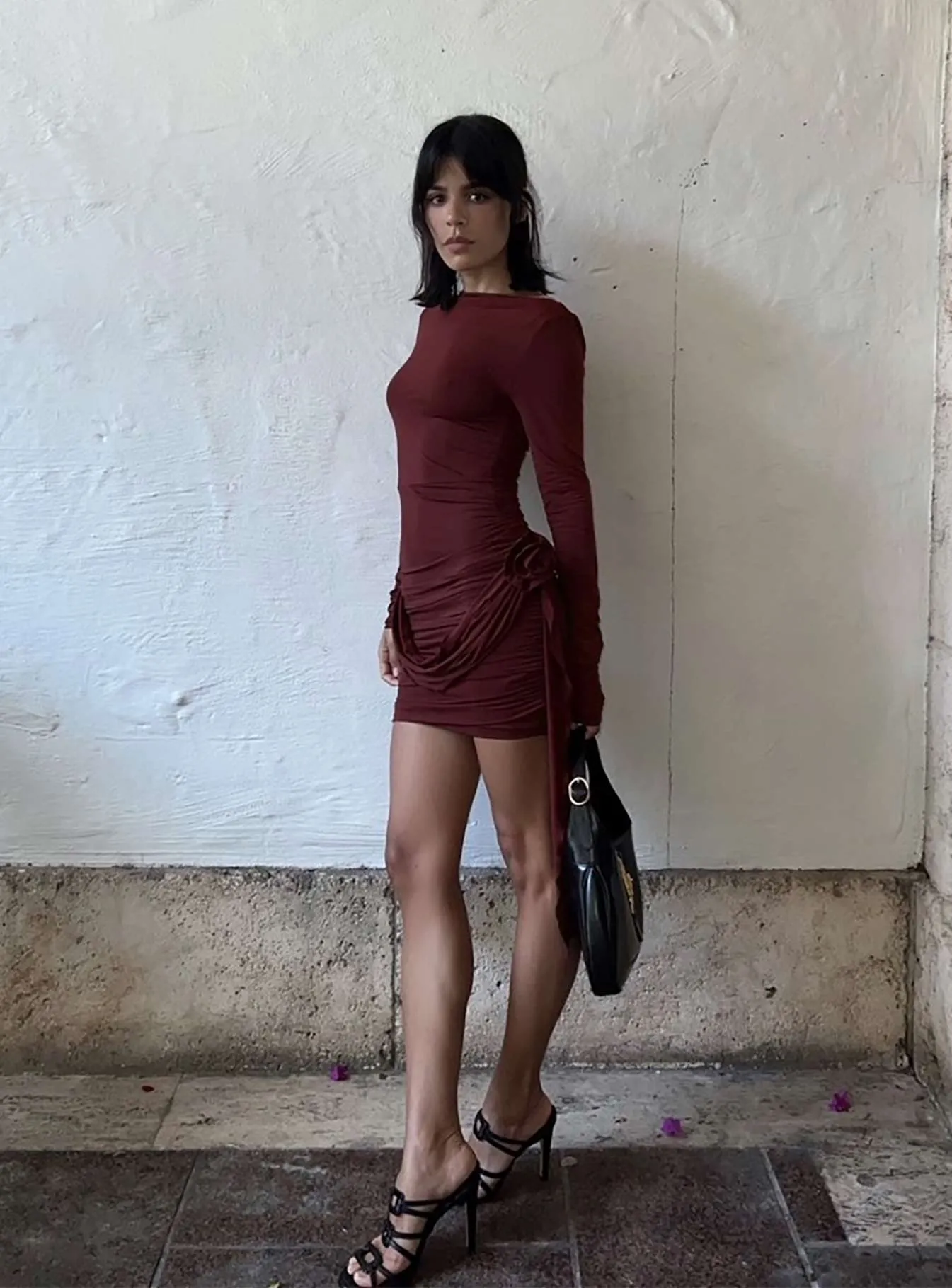 Glory Mini Dress Garnet Simple formal dress Cotton-Blend