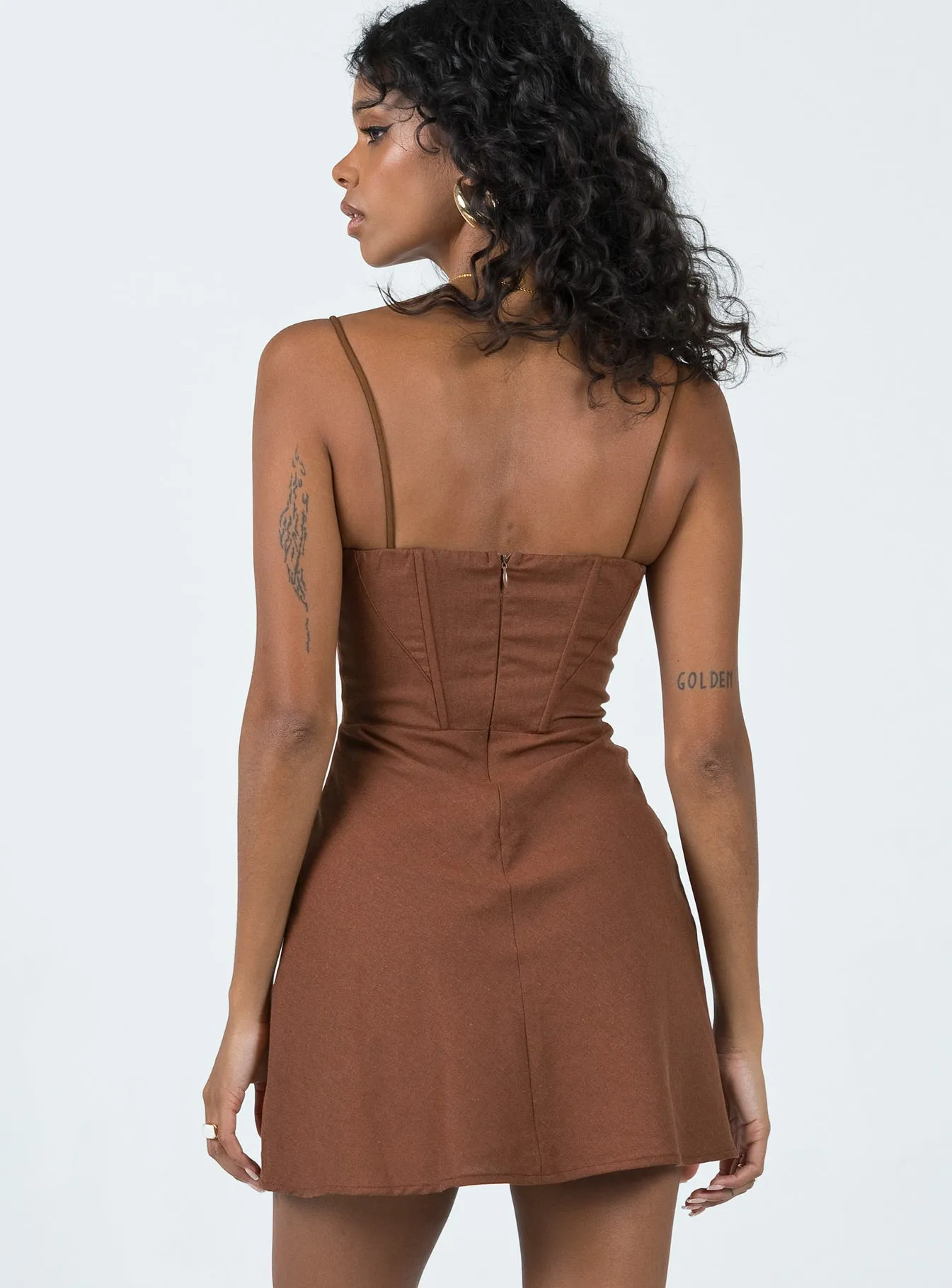 Neutral Feel Sleek Tone Lesley Mini Dress Brown