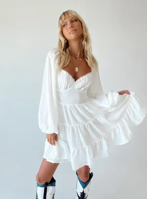 Danny Long Sleeve Mini Dress White Chill Style