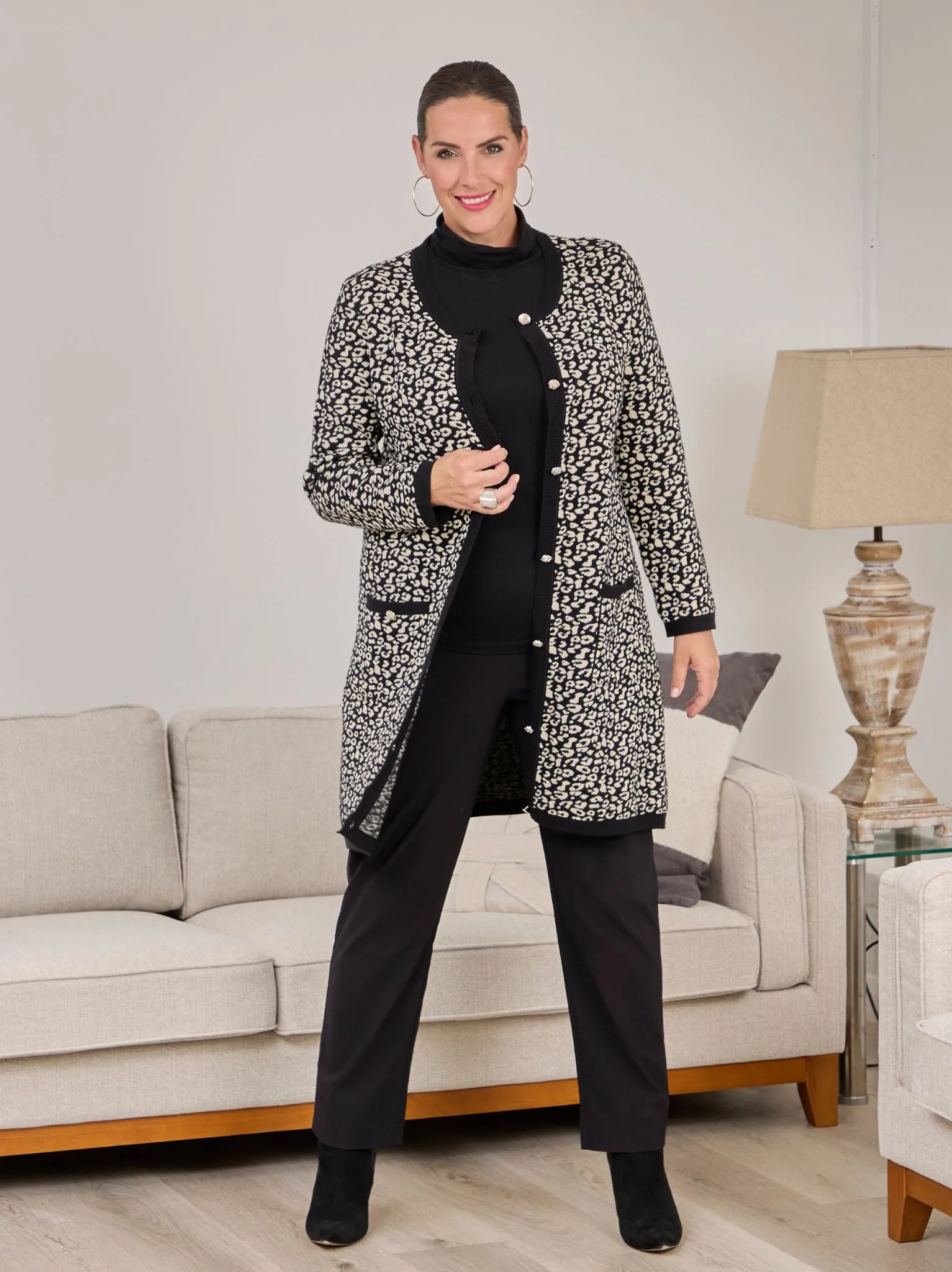 Outdoor Comforted Claire Knitted Cardigan - Leopard