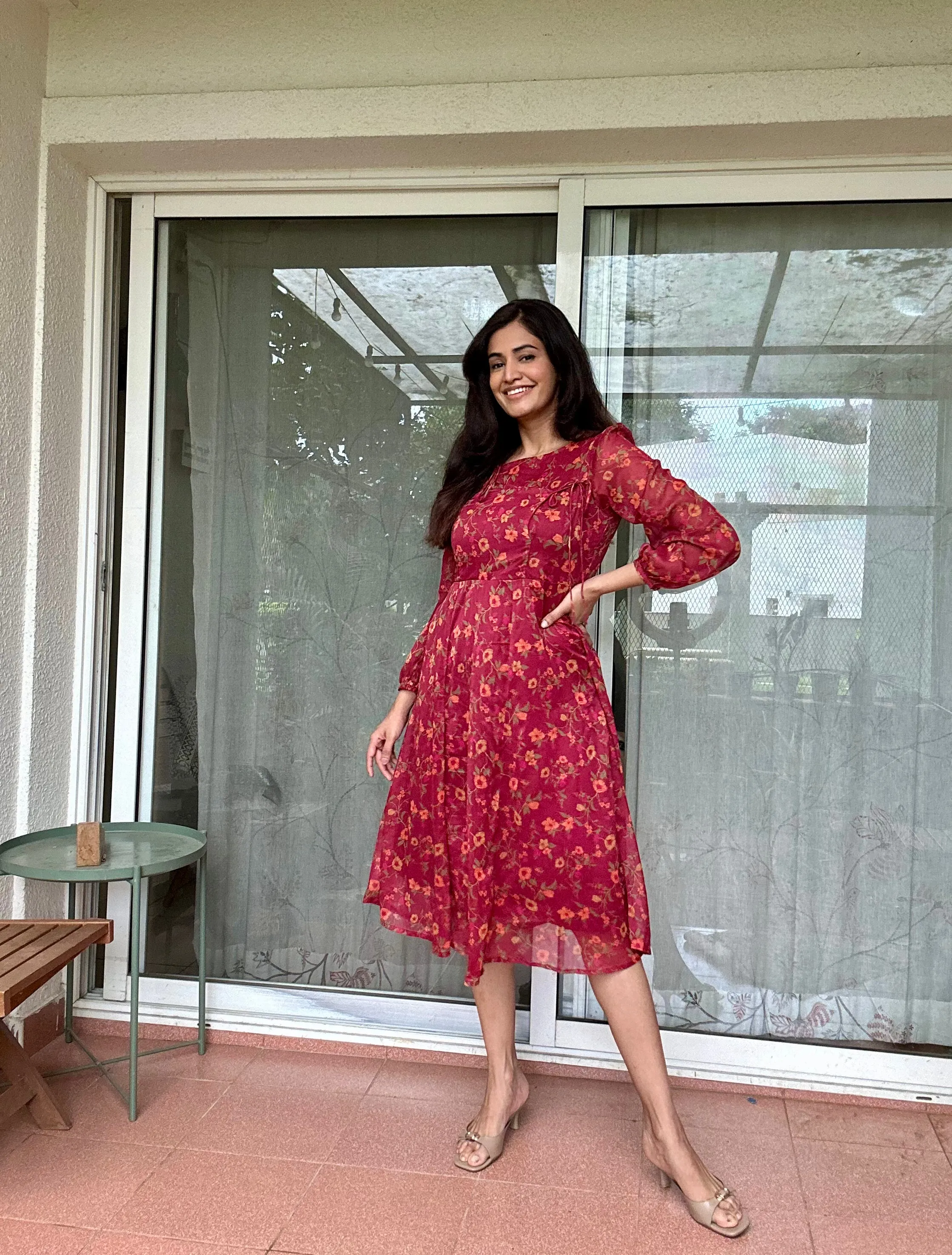 Lehja Maroon Dress Cocktail Ready Dreamy Simplicity