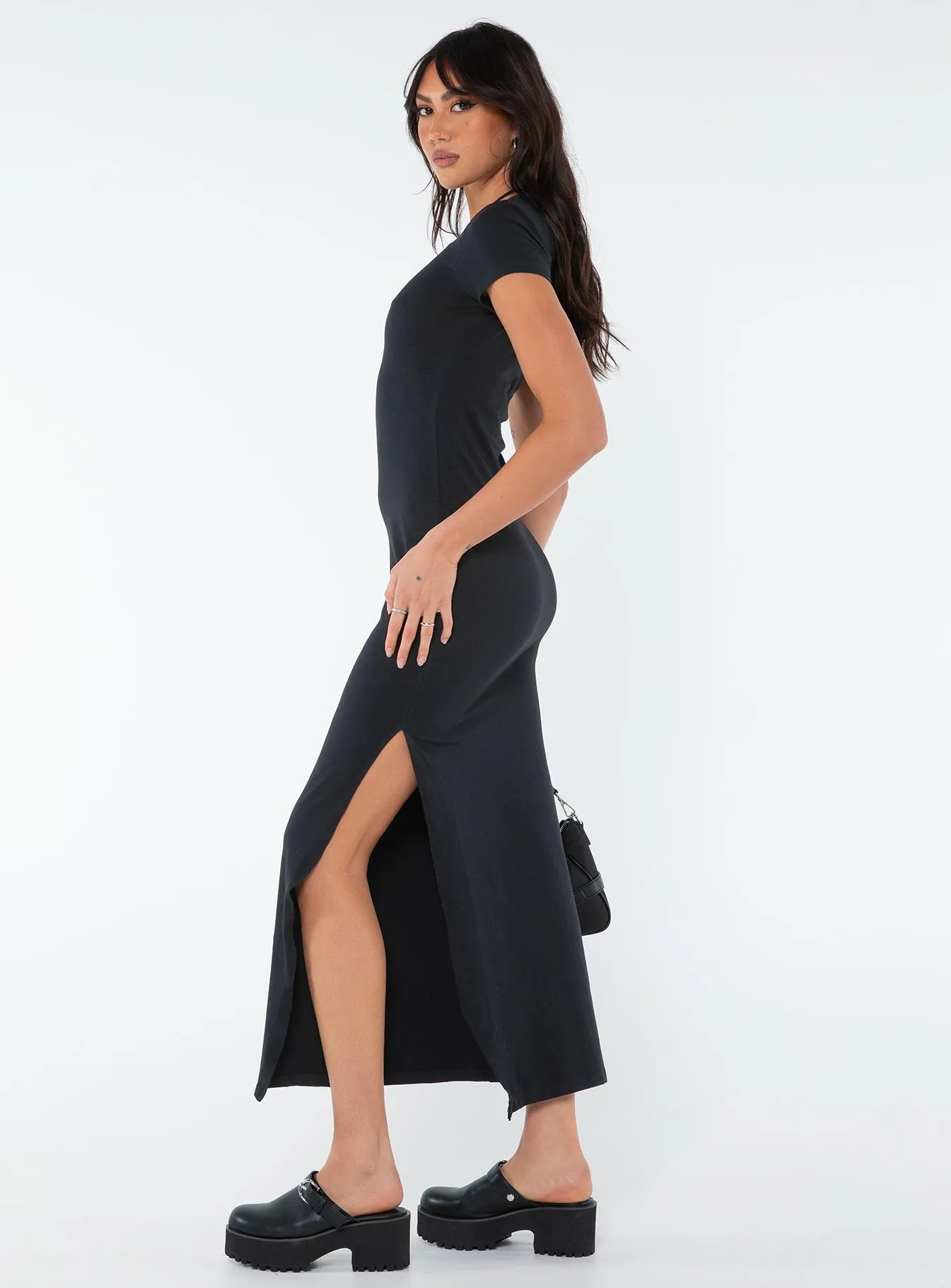Lex Maxi Dress Black WrinkleResistantFinish Velvet-Edge