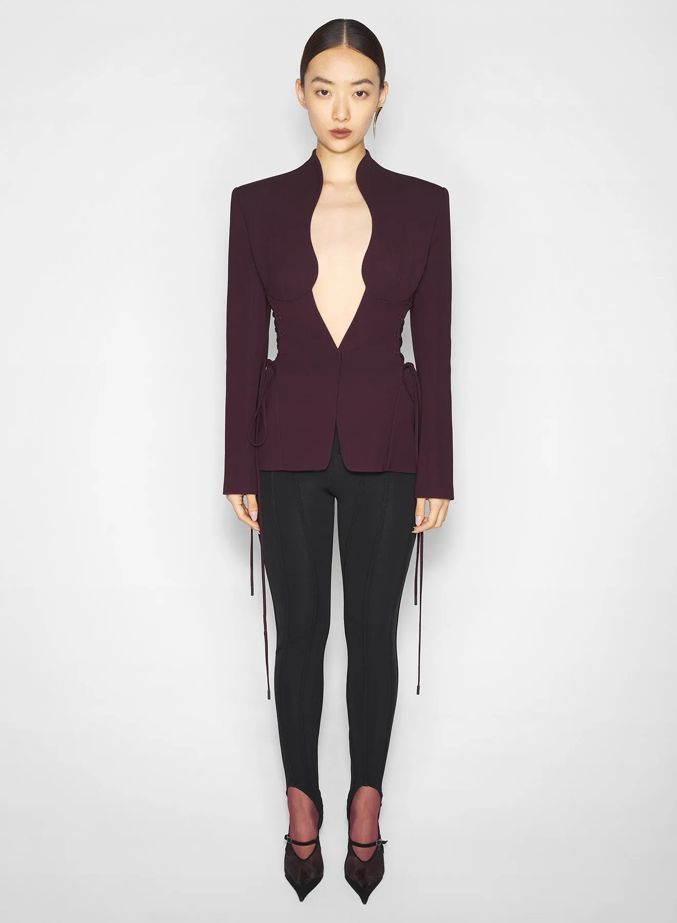 Outdoor Adventure burgundy sculptural laced jacket