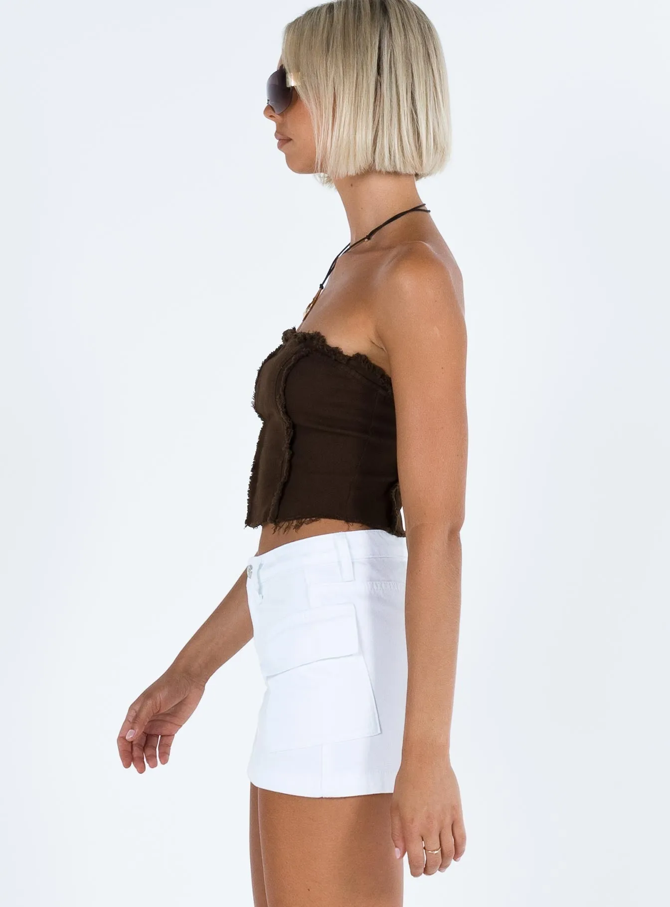 Zakai Cargo Denim Mini Skirt White Laidback Feel