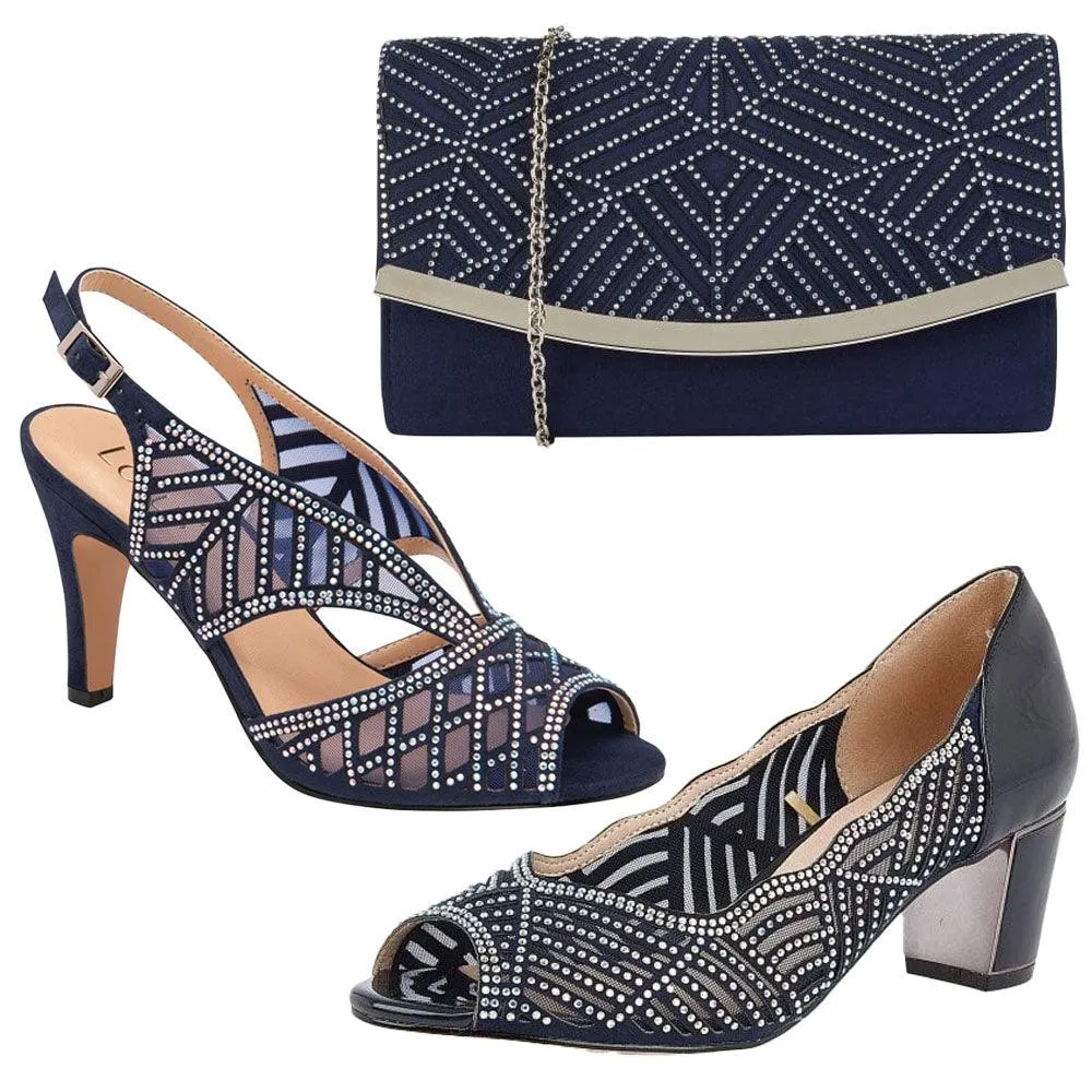 studded Lotus Womens Shoe Natalia Navy/Diamante