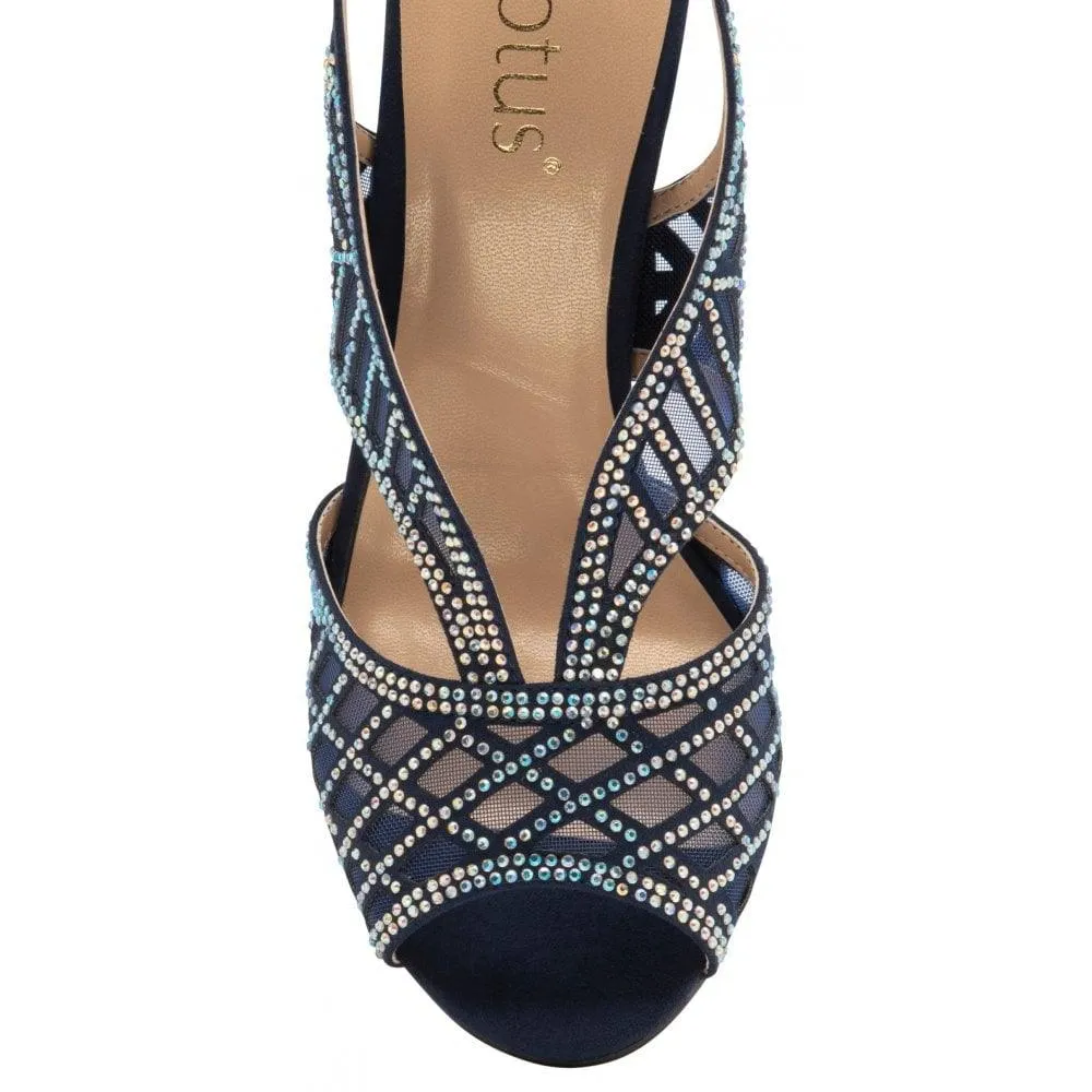 Premium Sandals Lotus Womens Shoe Natalia Navy/Diamante
