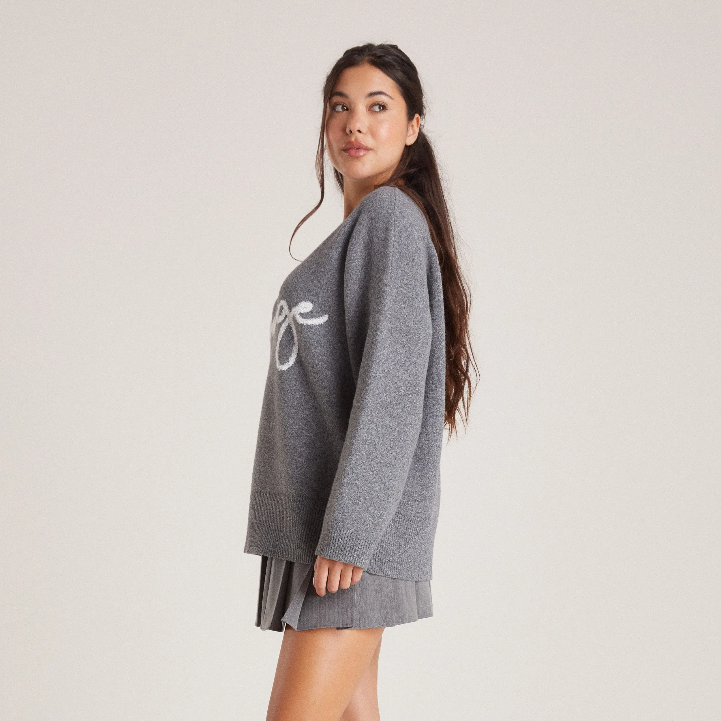 Outdoor Fit Beach Cover Lounge Knitted Crew Neck Jumper - Grey