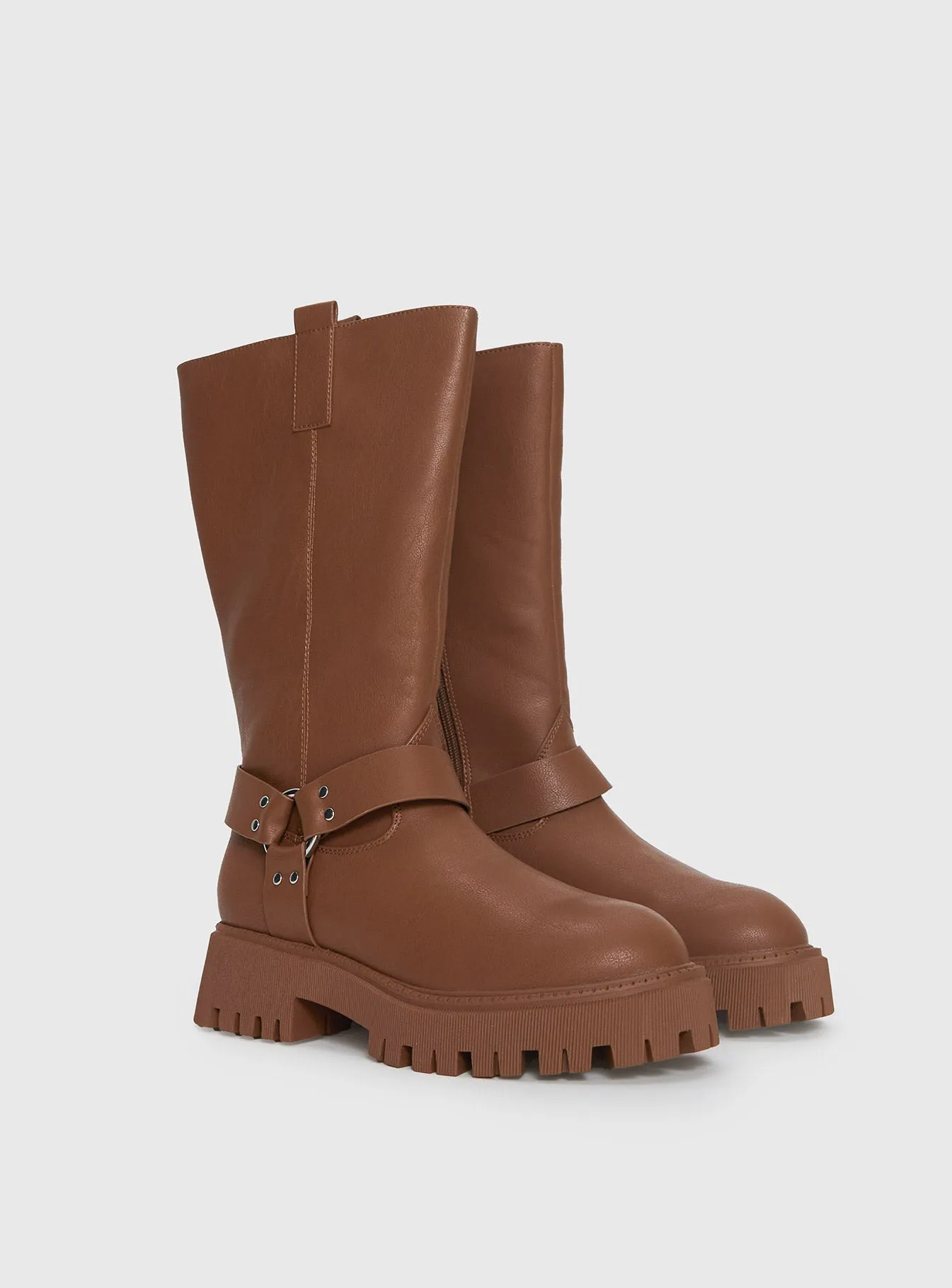 Quick Step Up Adjustable Straps Achillies Riding Boots Brown