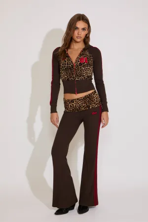 Snug Fit LEOPARD FRONT STRIPE SLEEVE ZIP UP HOODIE