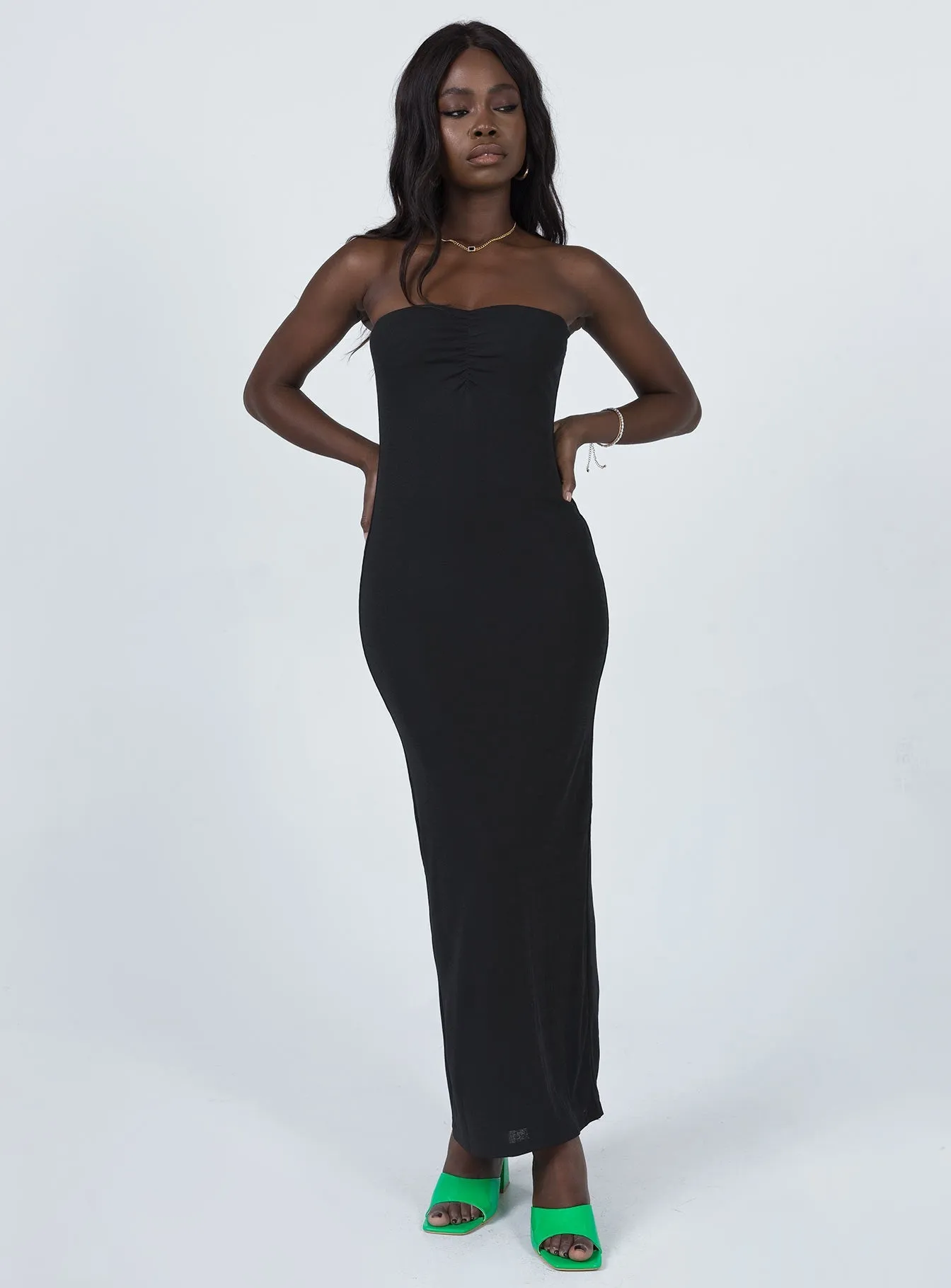 Charm Strapless Maxi Dress Black Urban Spirit