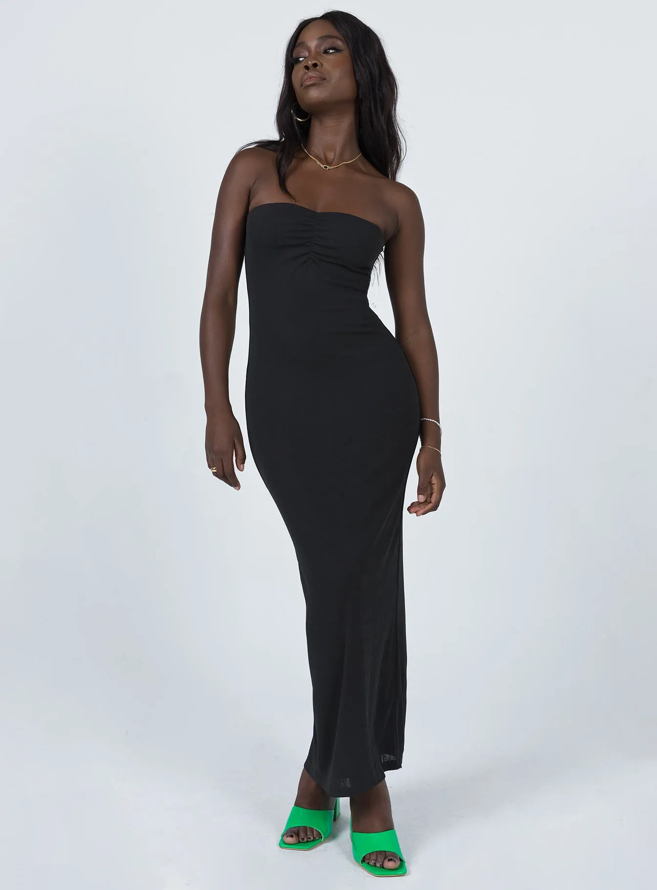 Charm Strapless Maxi Dress Black Soft Tone