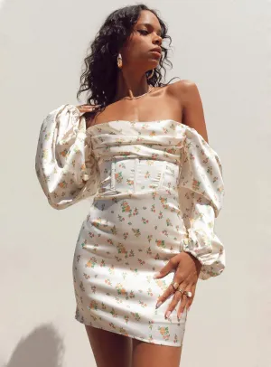 Lillie Long Sleeve Mini Dress Floral Artistic Vibe Glam Feel