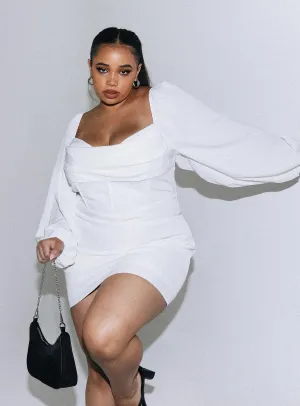 Lillie Long Sleeve Mini Dress White Curve Sharp Look Comfortable outdoor wear