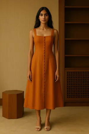 Chloe Mustard Sleeveless Midi Dress Bright Mood