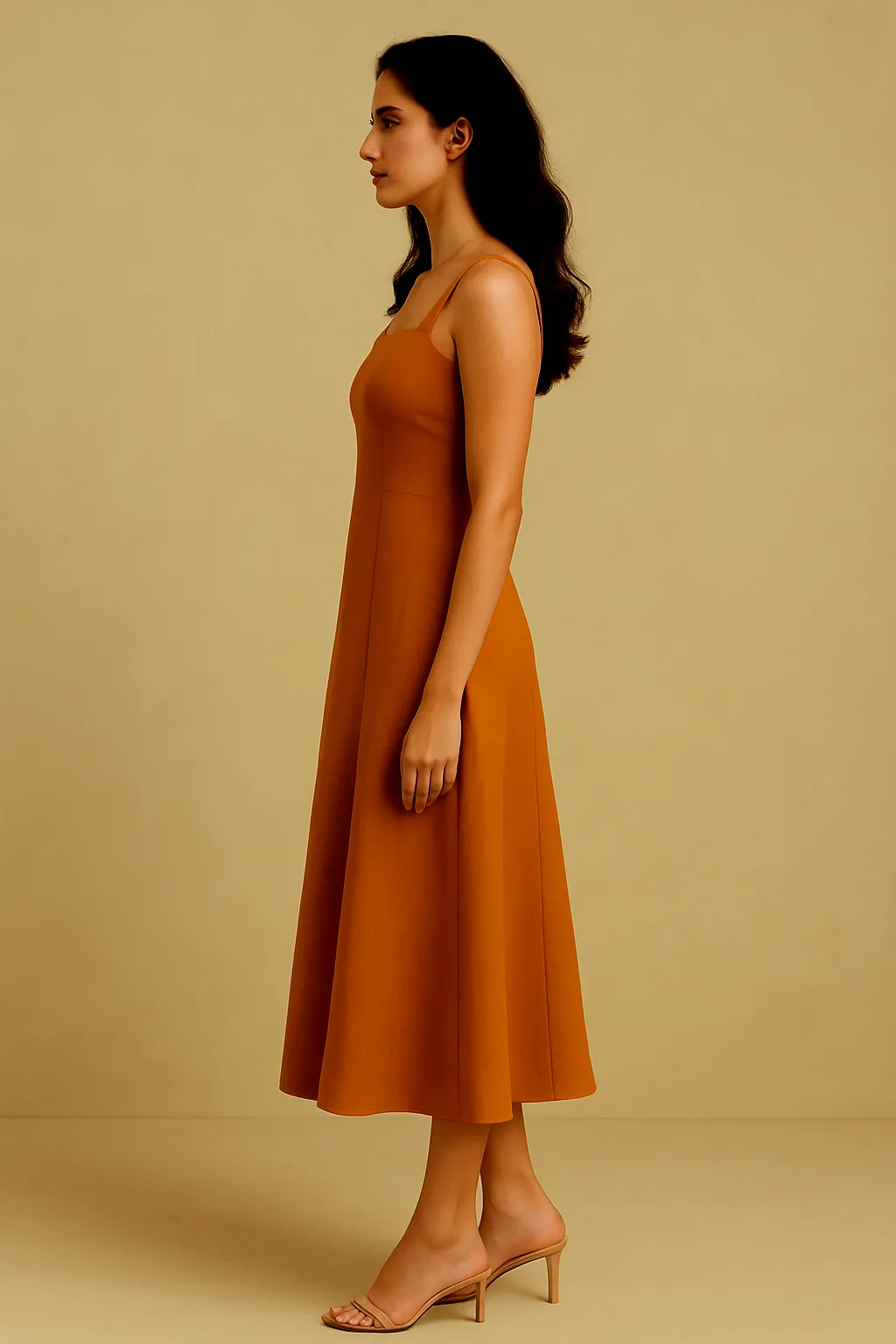 Chloe Mustard Sleeveless Midi Dress Relax Form