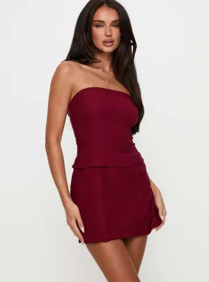 Perfectly Tailored Nutmeg Strapless Mini Dress Burgundy