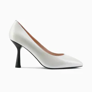 Lisbon Heel | Ivory oiled leather Patent Look