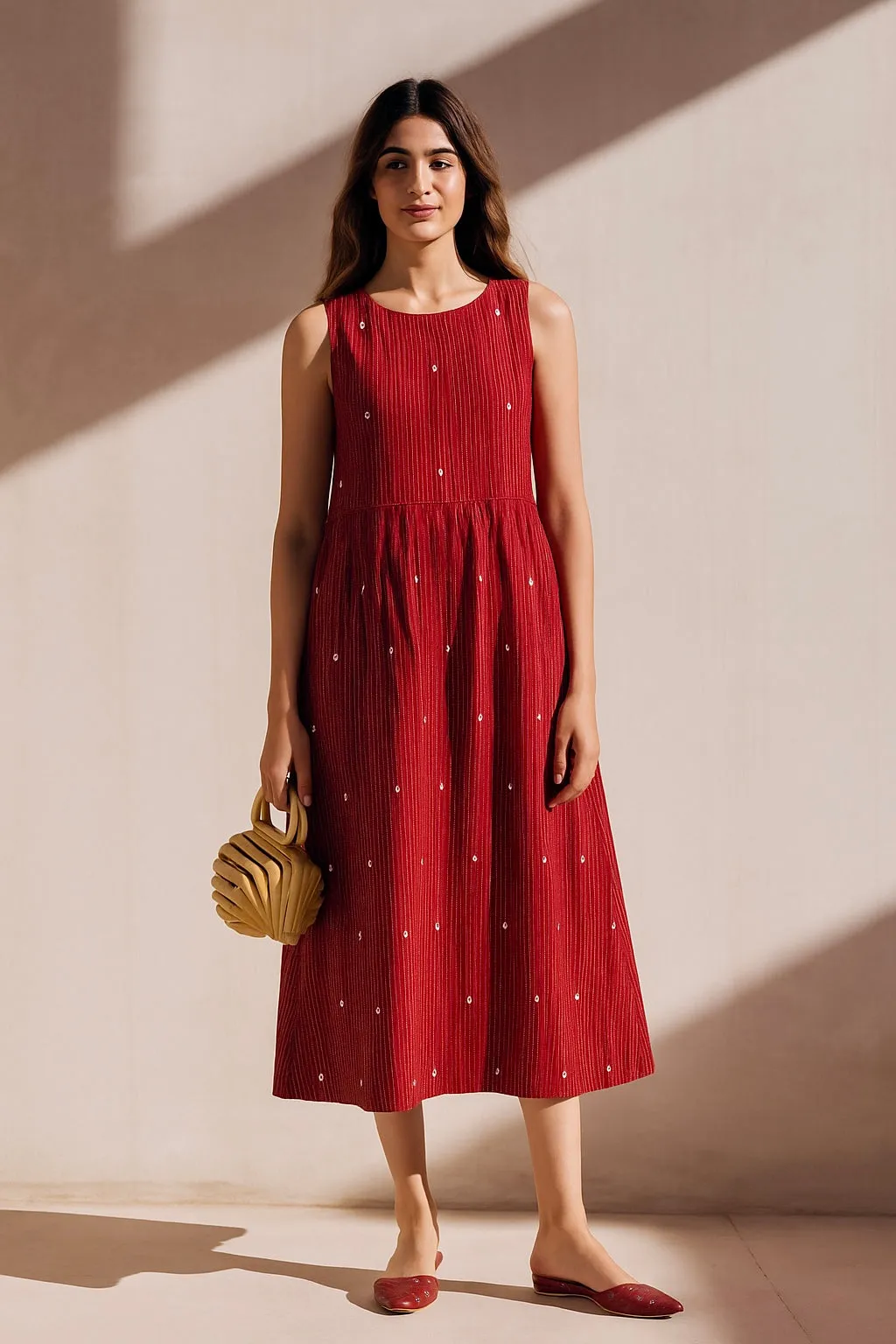 Daytime Mood Loom Jacquard Sleeveless Dress