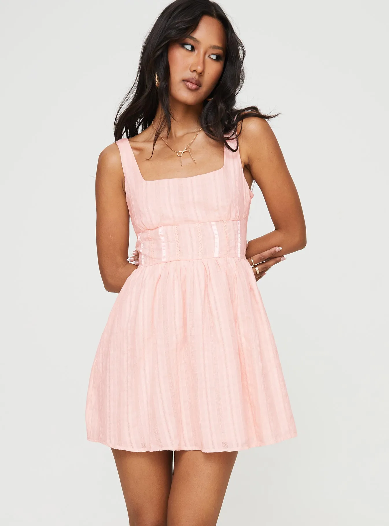 Soft Neutral Lorinda Mini Dress Pink