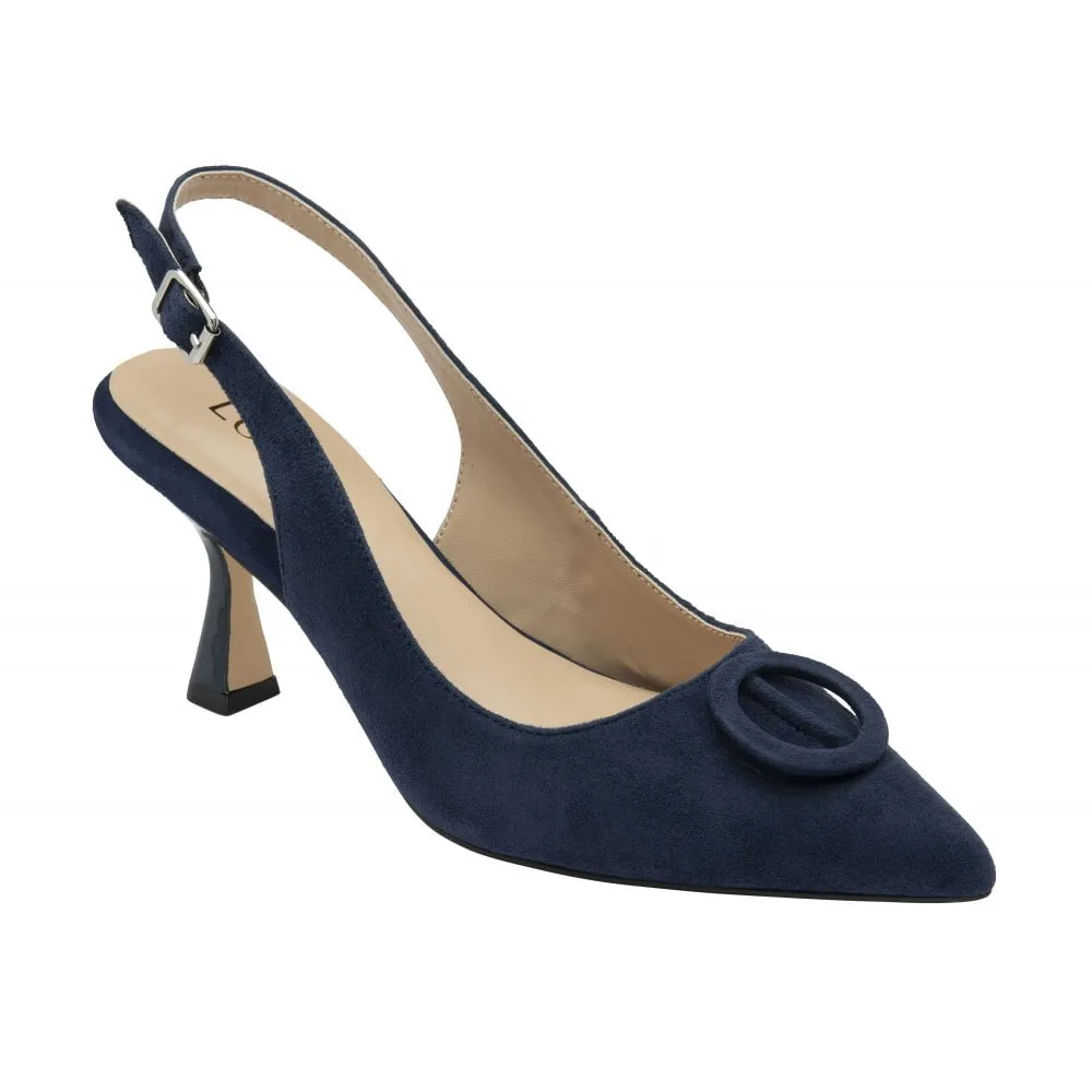 Lotus Womens Shoe Delfina Navy Suede Soft Cushion Heels Sharp Look