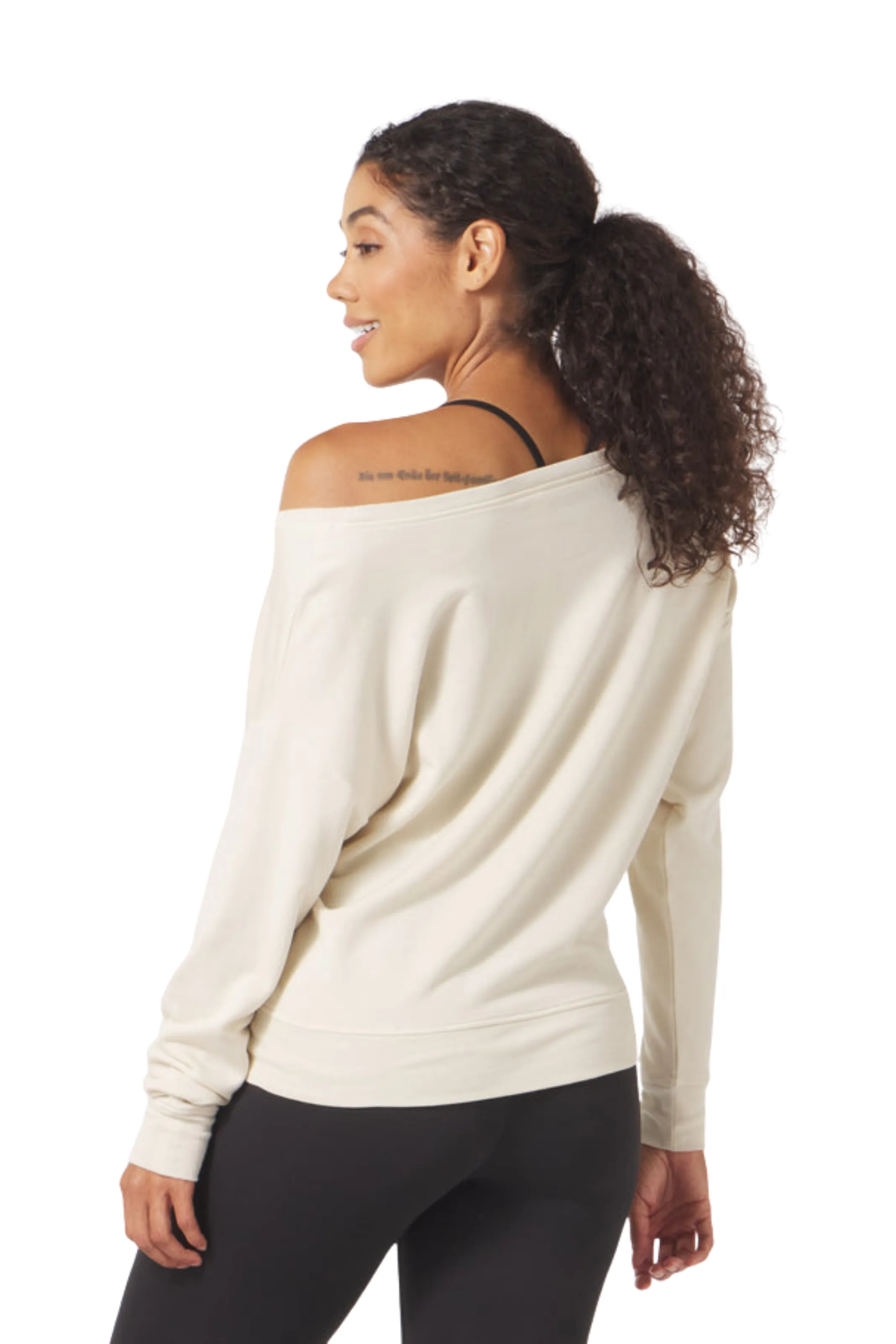 Cozy Collection Smart Fashion Lounge Off Shoulder Long Sleeve, Oatmilk
