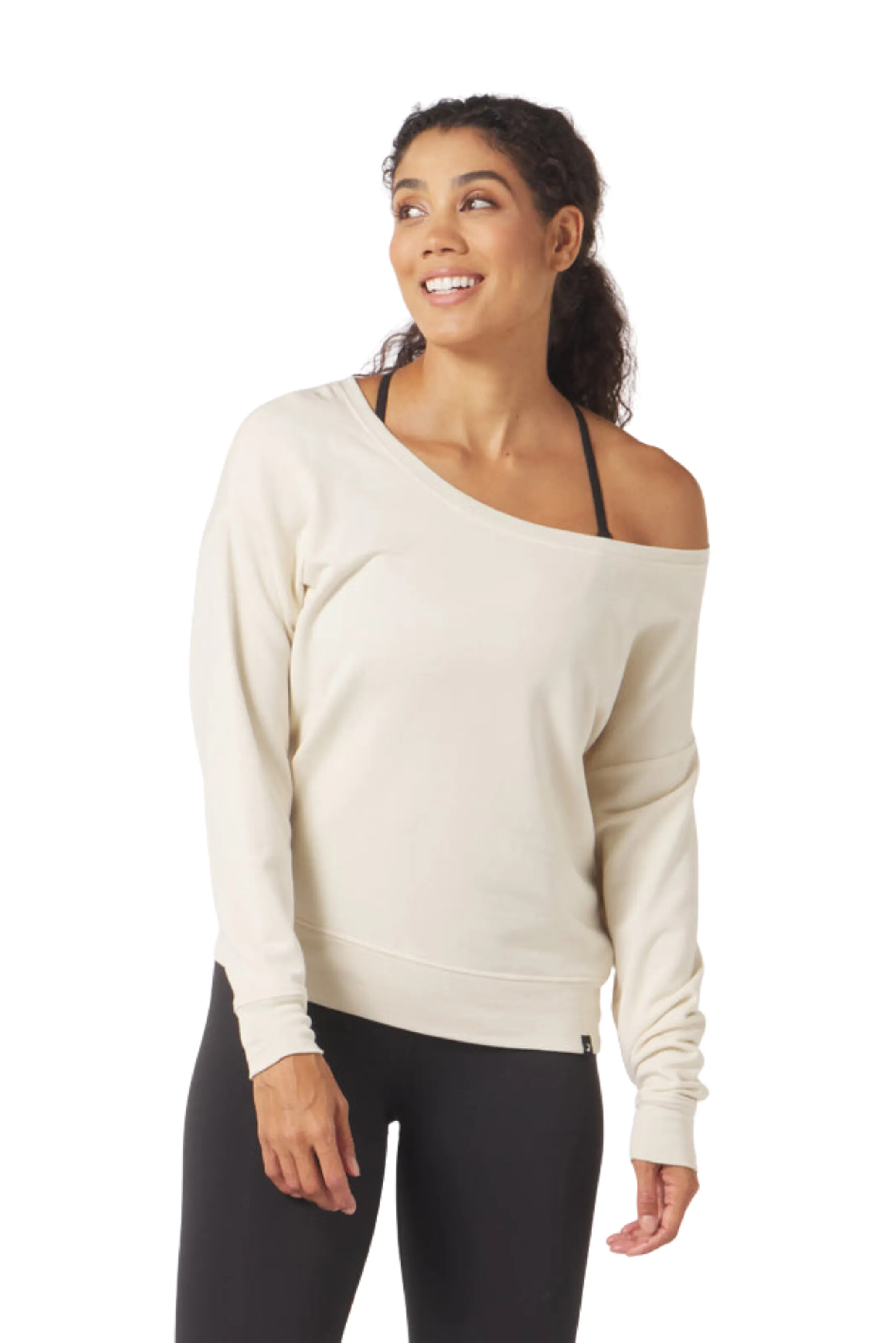 Versatile Top Lounge Off Shoulder Long Sleeve, Oatmilk