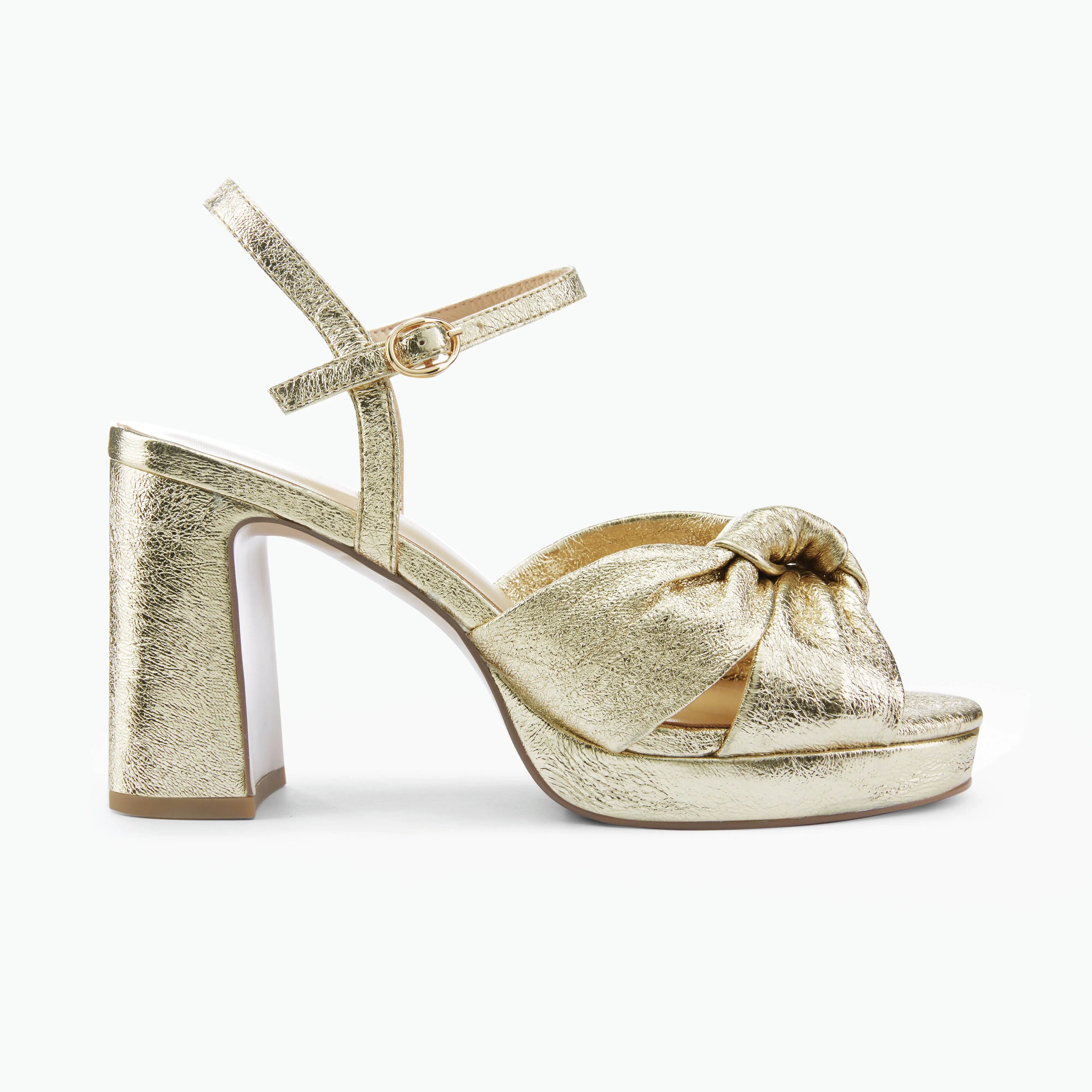 Shock Resistance Comfortable Heel Kate Sandal Heel | Gold Leather