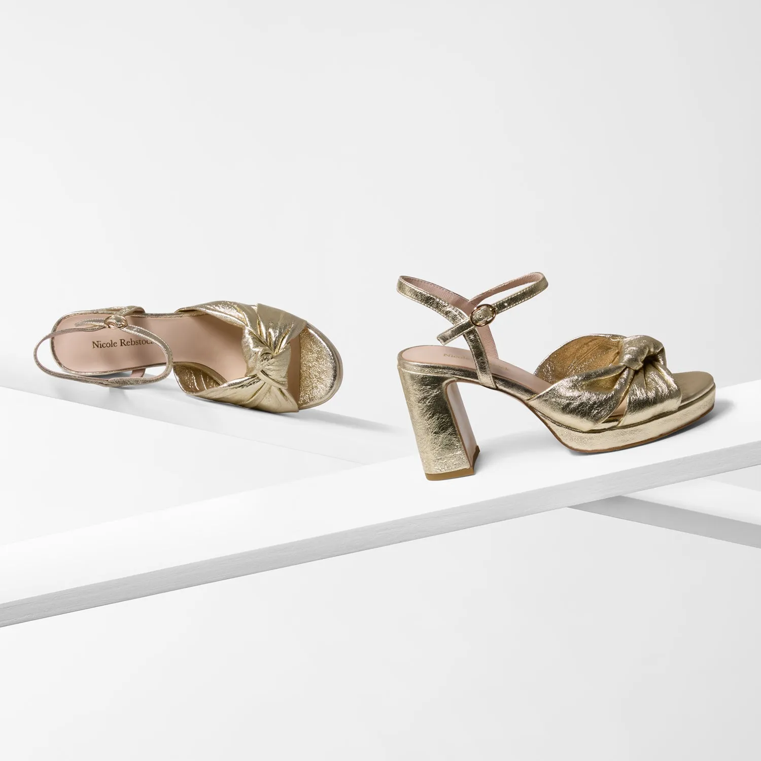 Ankle Strap Heels Kate Sandal Heel | Gold Leather