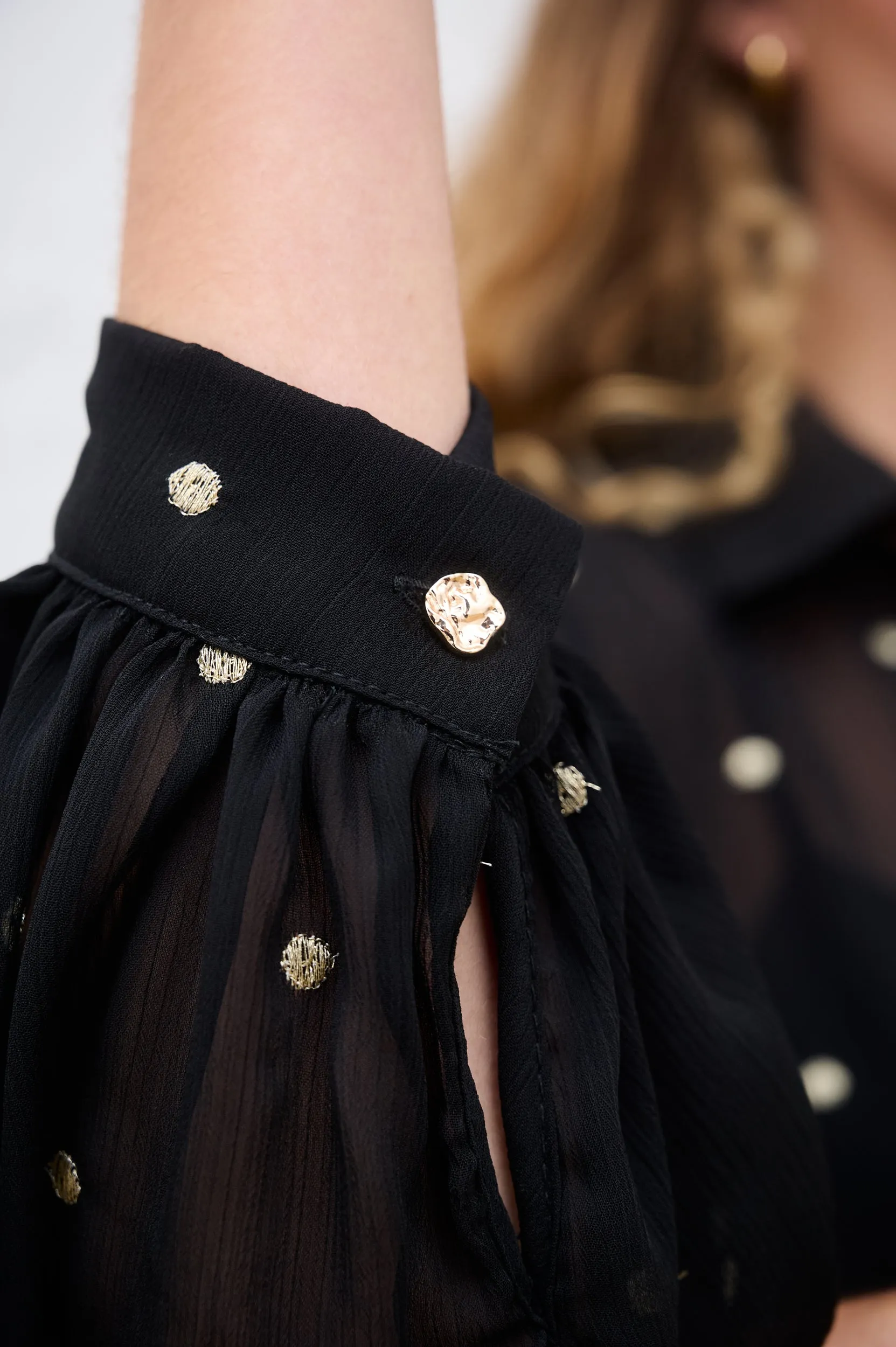 Bellow Sleeve Shirt in Gold Foil Casual Style Wear AntiStaticLining