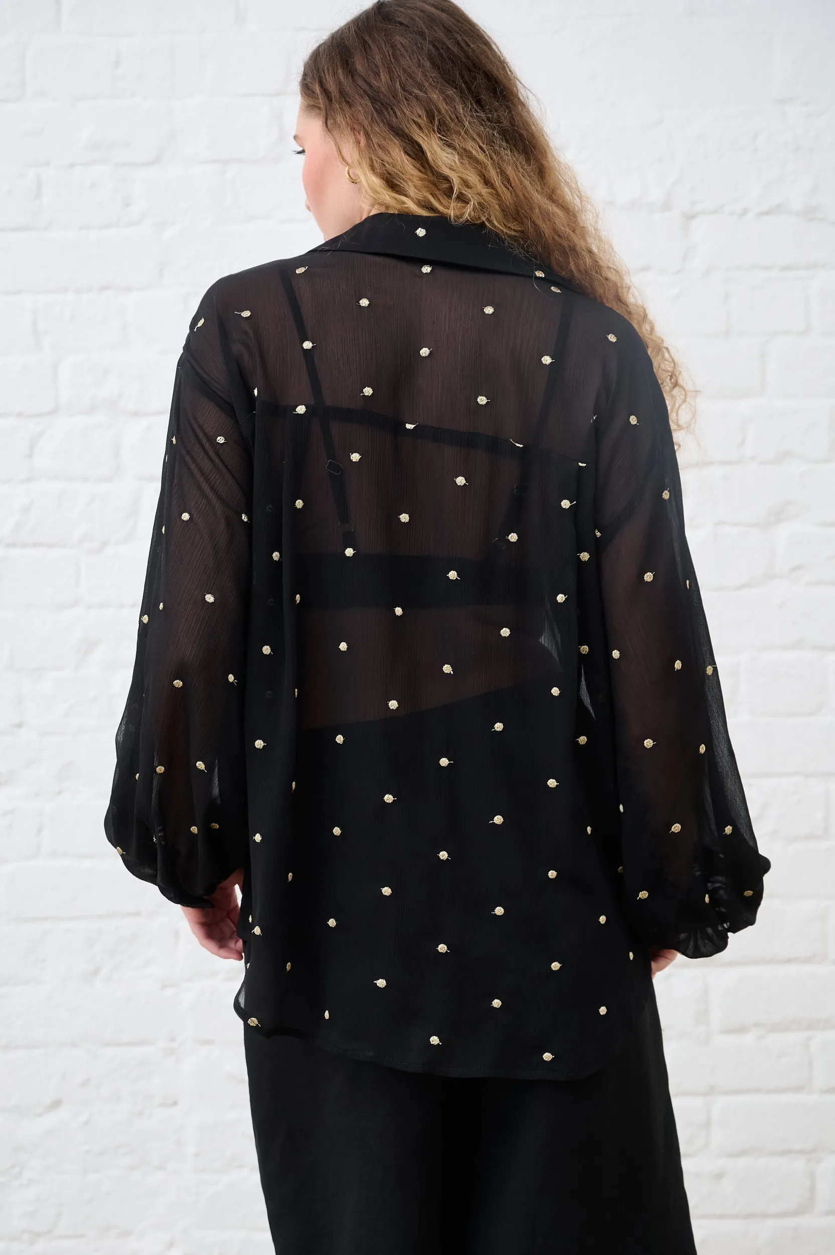 Bellow Sleeve Shirt in Gold Foil Minimalist Wear Biodegradable Options