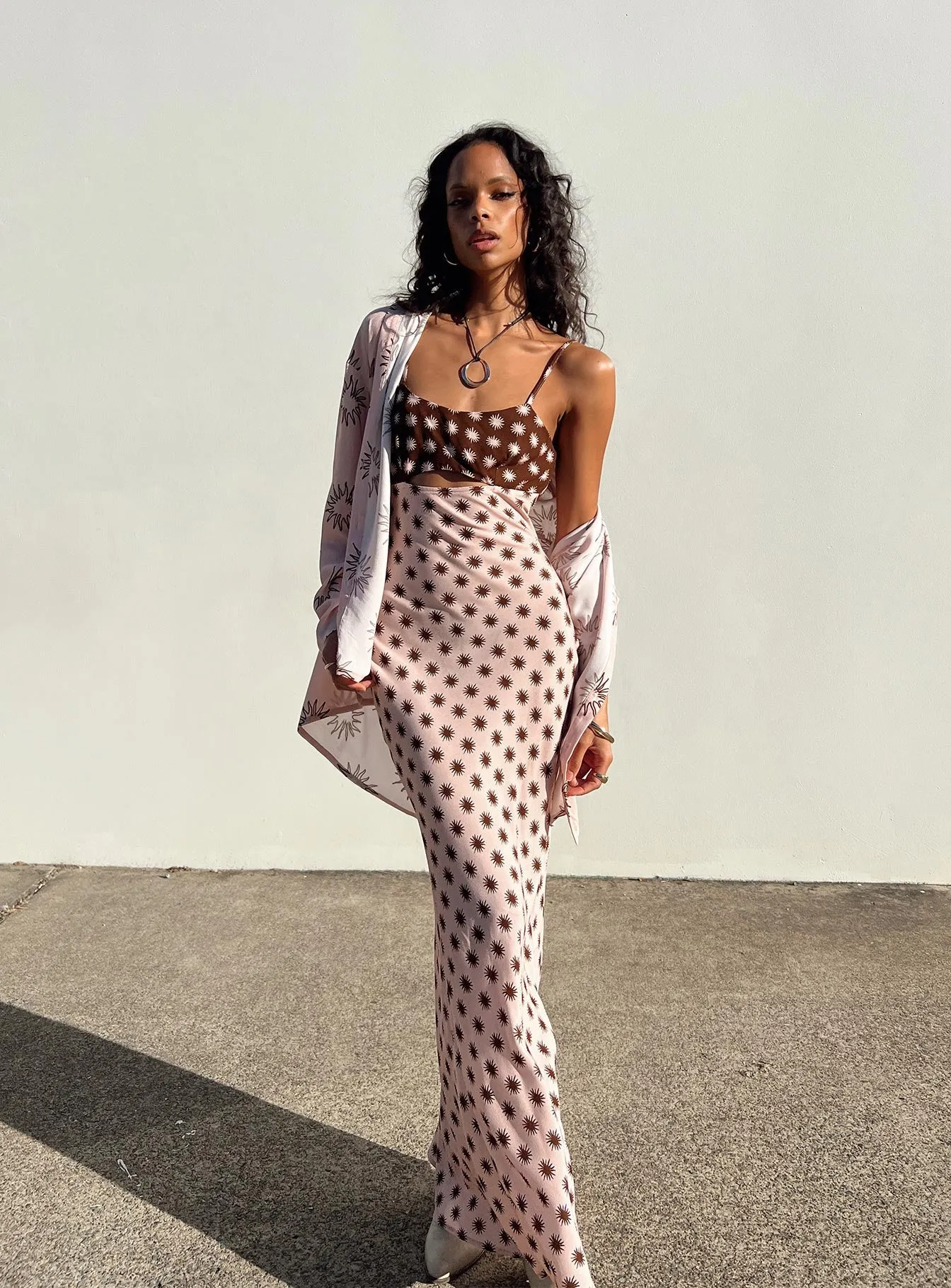 Freda Maxi Dress Pink Calm Texture