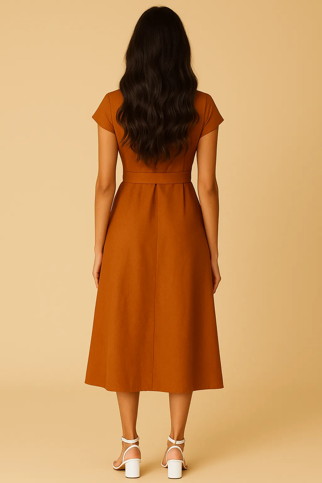 Peplum-Style Dress for brunch Lucia Solid Wrap Dress