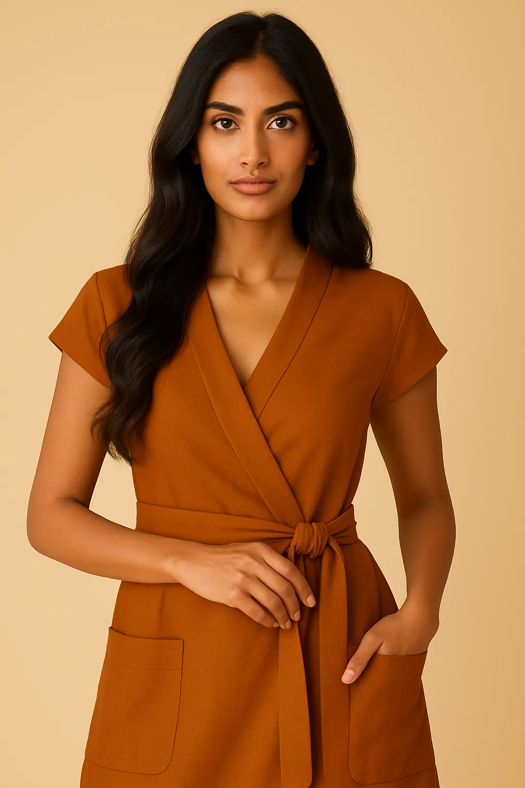 Calm Silhouette Lucia Solid Wrap Dress
