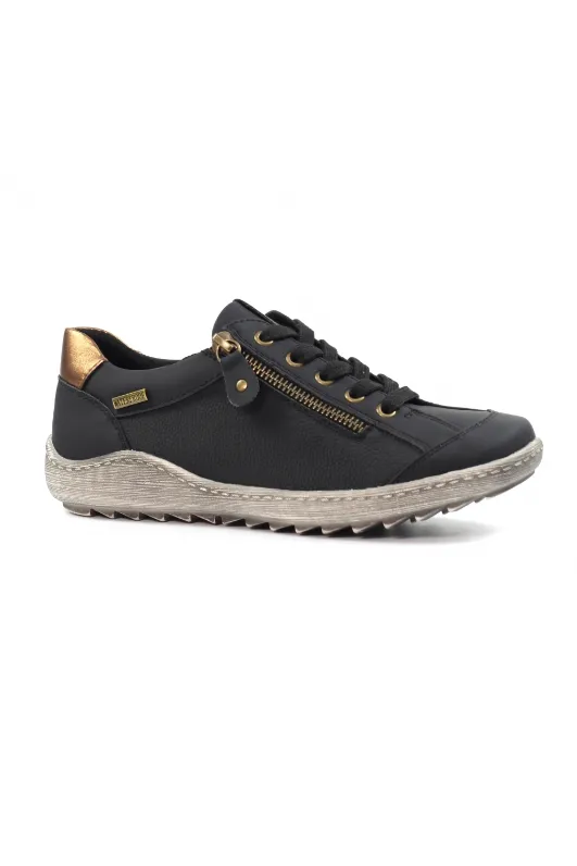 Lace Tie Lunar Sloan waterproof trainer in Black DLB082
