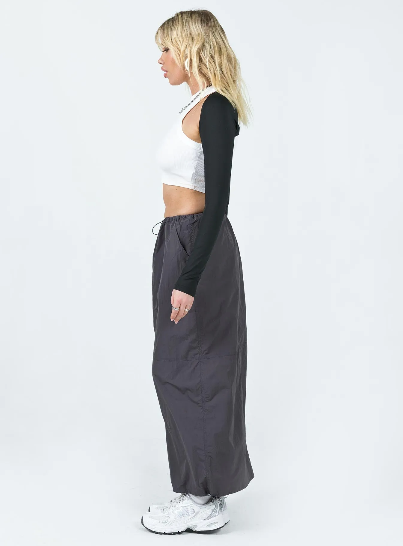 Crosswalk Maxi Skirt Slate Friction Free