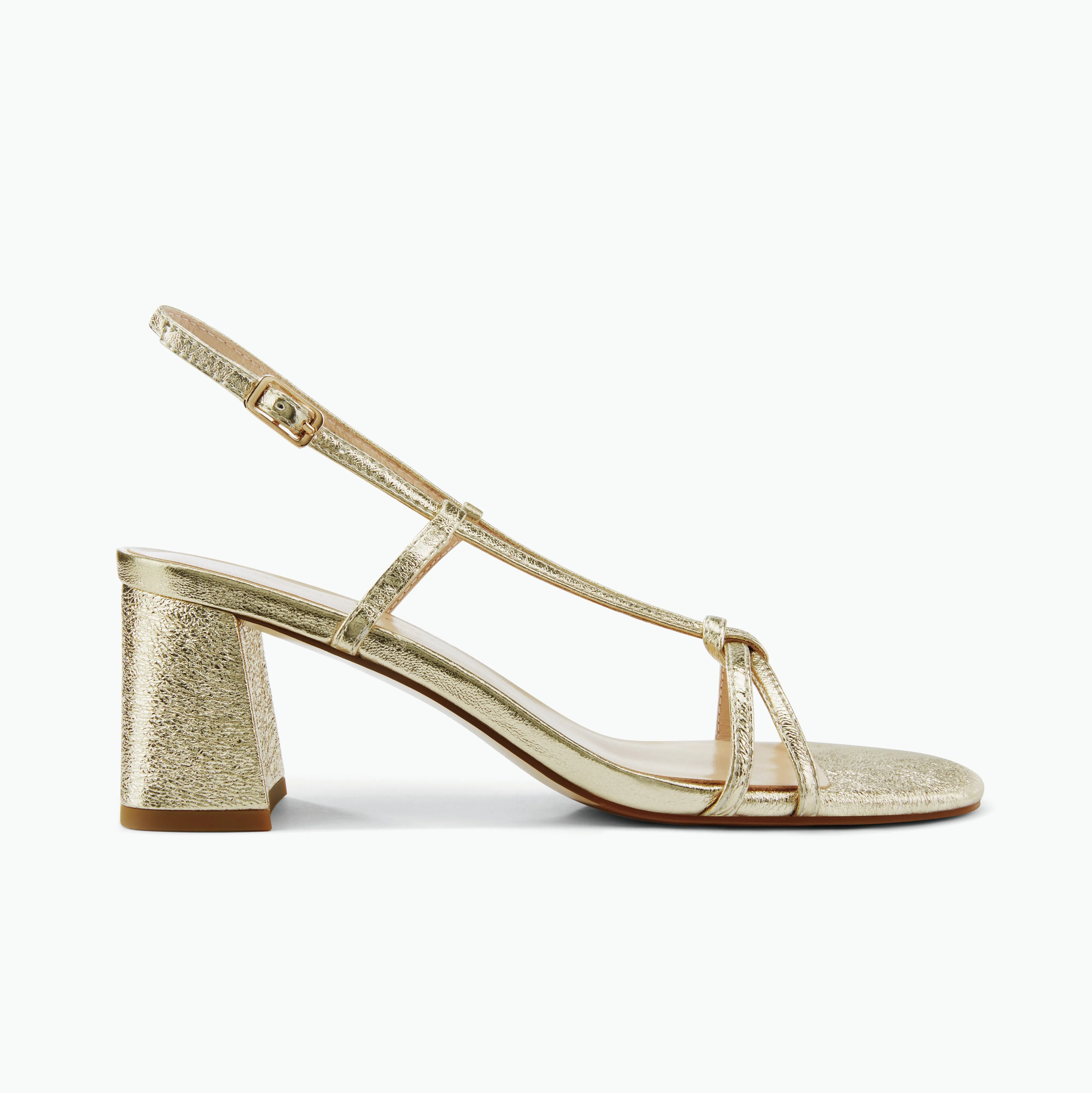 Satin Pumps Cici Sandal Heel | Gold Leather