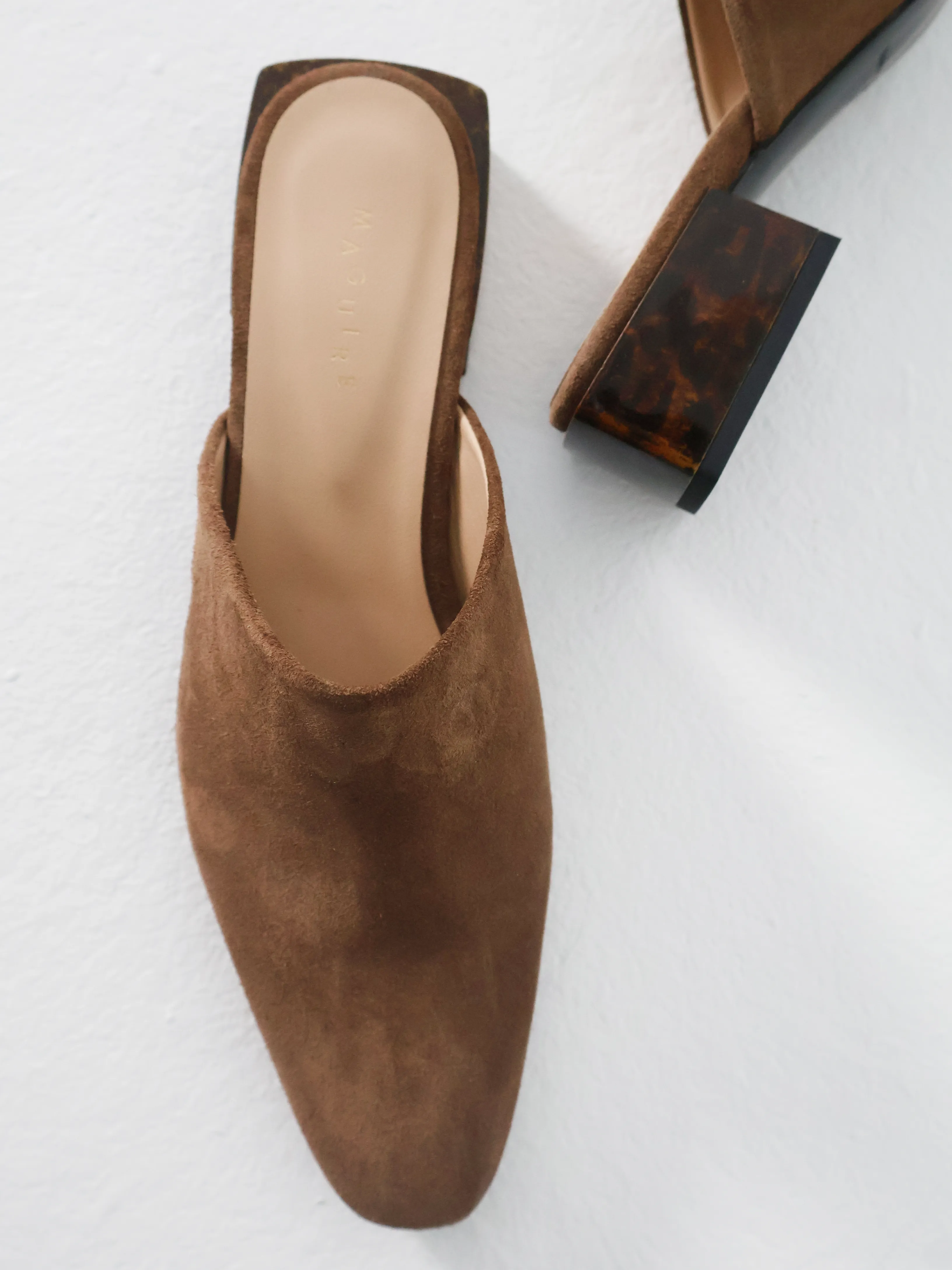 Navio Tan Suede Mule Bold Finish Happy Mood