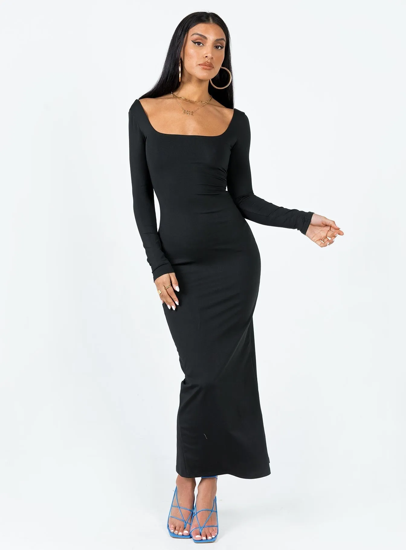 Soft Draping Sophisticated Comfort Lyla Maxi Dress Black