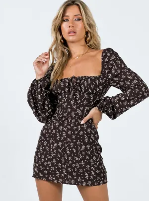 Classic structured dress Lyndon Long Sleeve Mini Dress Brown