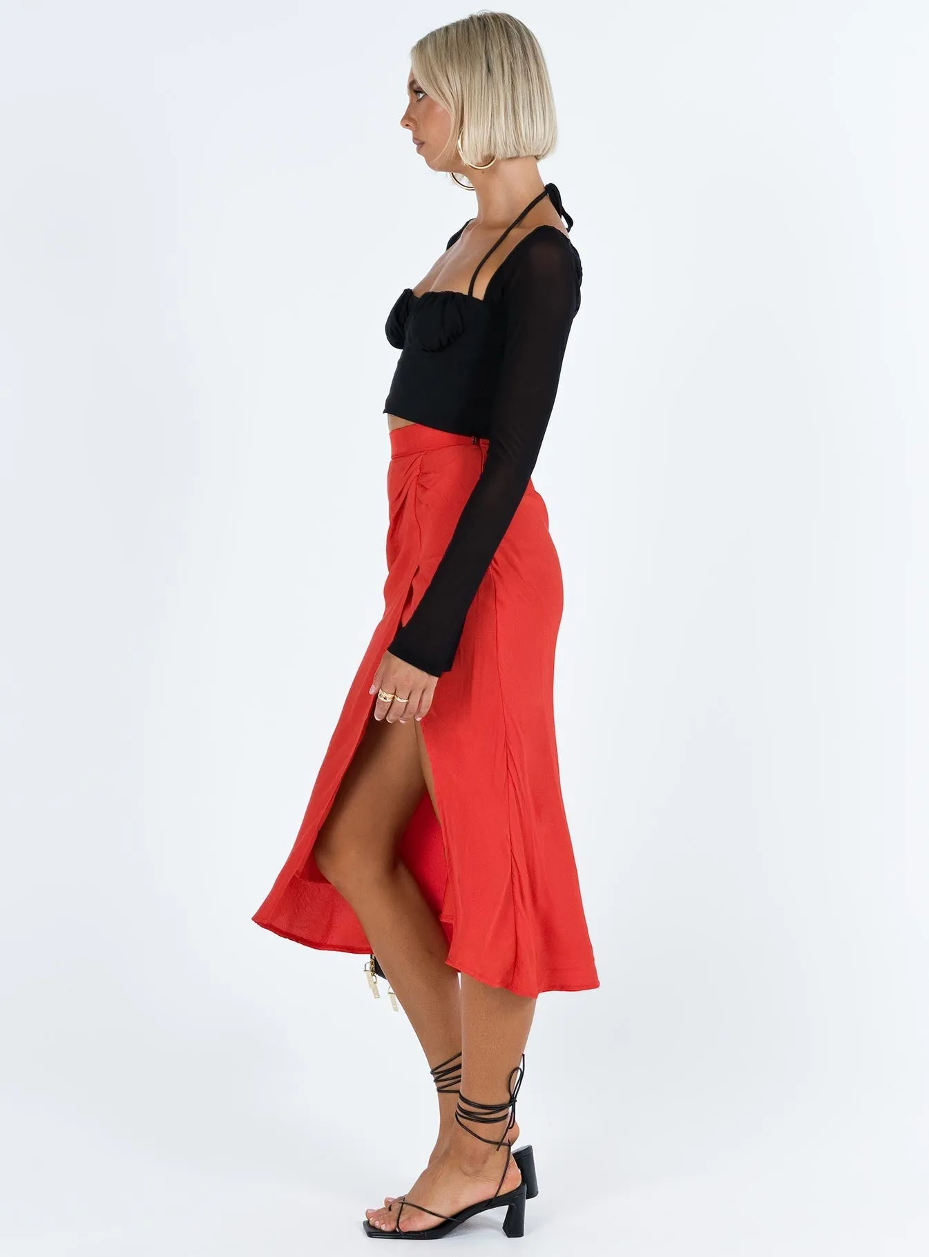Seamless Design Mabel Midi Skirt Red