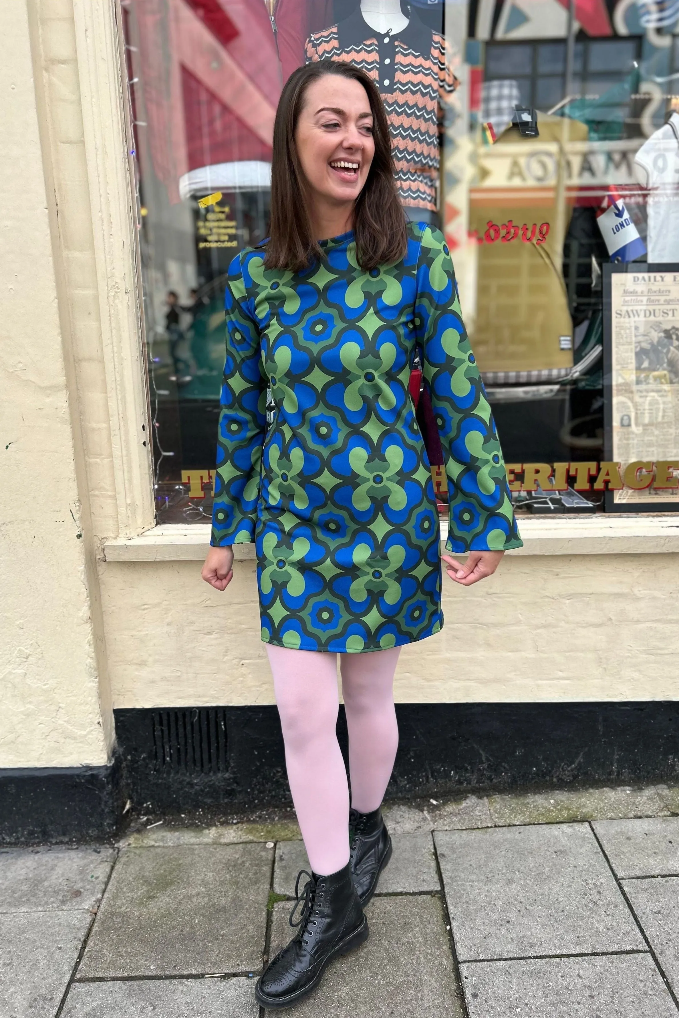 Retro Detail Made in England 'The Melanie' Bell Sleeve - Dress