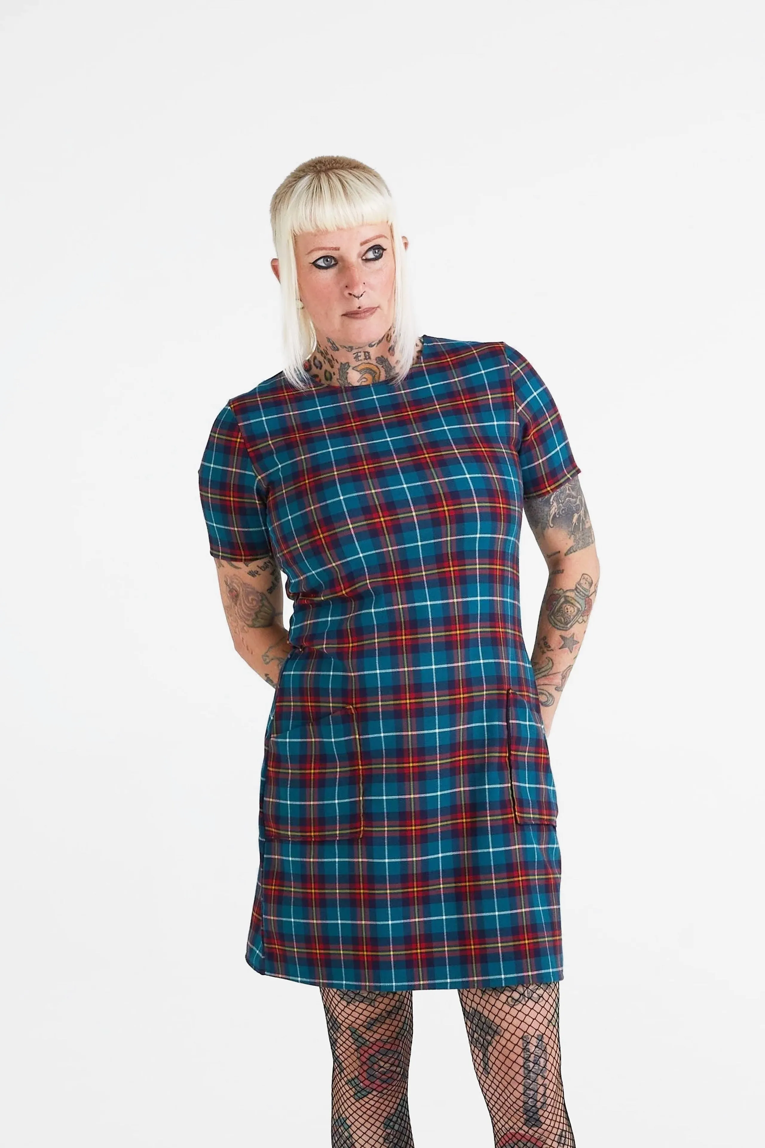 Made in England 'The Vivienne' Green / Red - Dress Relaxed and Elegant