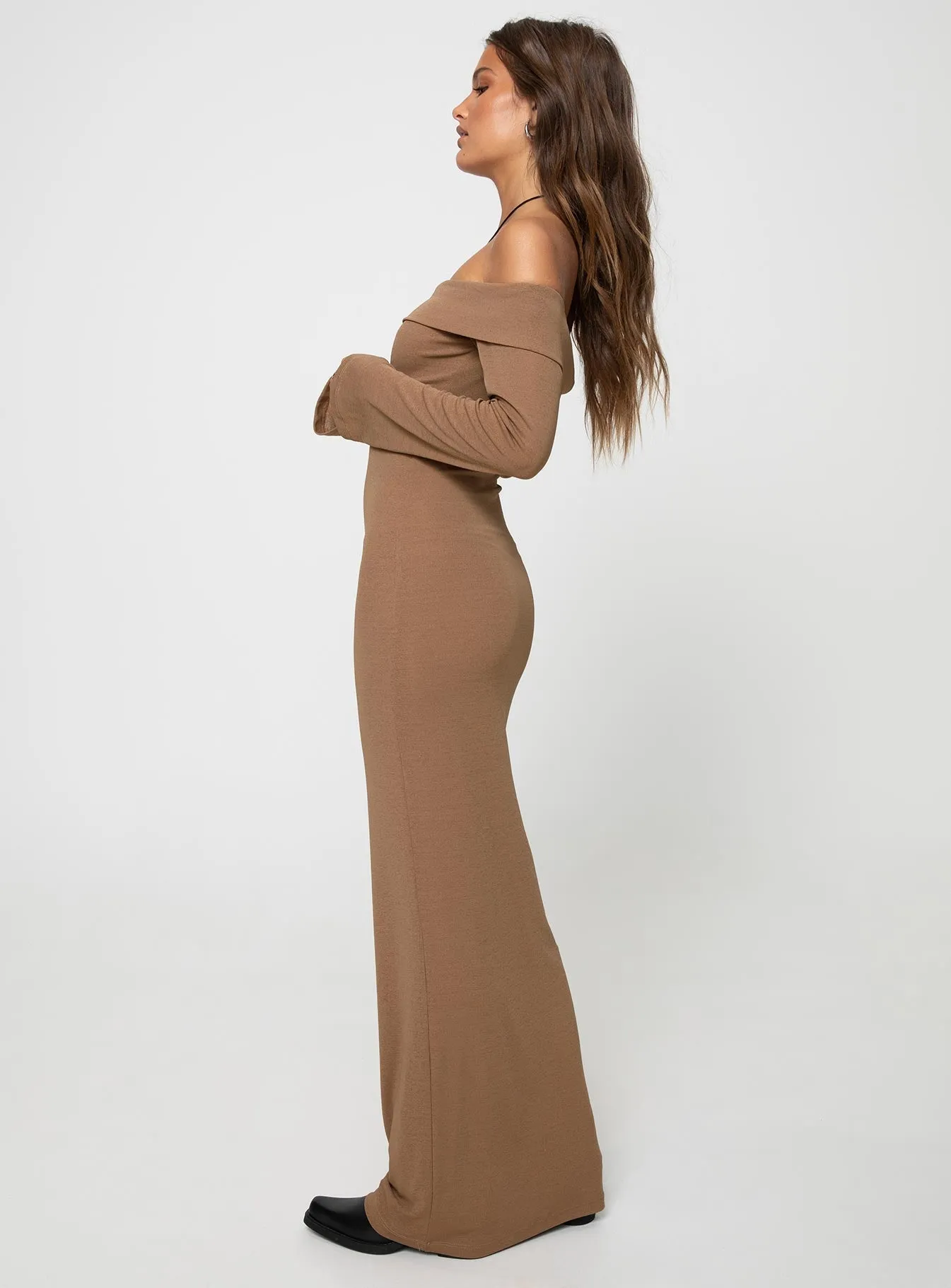 Balanced Texture Natural Fit Maida Maxi Dress Light Brown