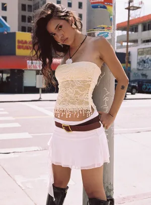 Maidie Asymmetric Ruffle Mini Skirt Cream Family Celebration Smooth Motion