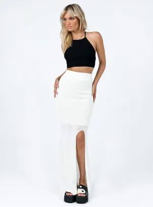 Maja Maxi Skirt White High Shine Lightweight Material
