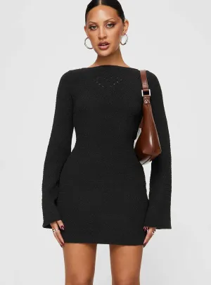 Malcalm Long Sleeve Mini Dress Black Ready Anytime