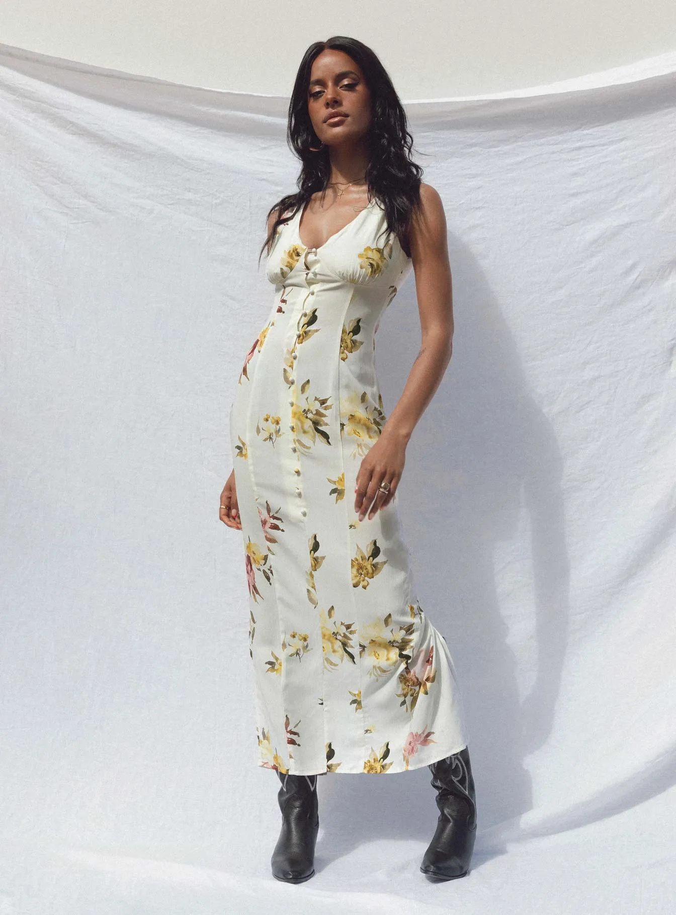 Workwear Comfort Malibu Maxi Dress Cream Multi